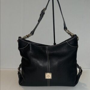 Dooney & Bourke Black Pebbled leather Frederica shoulder/crossbody bag